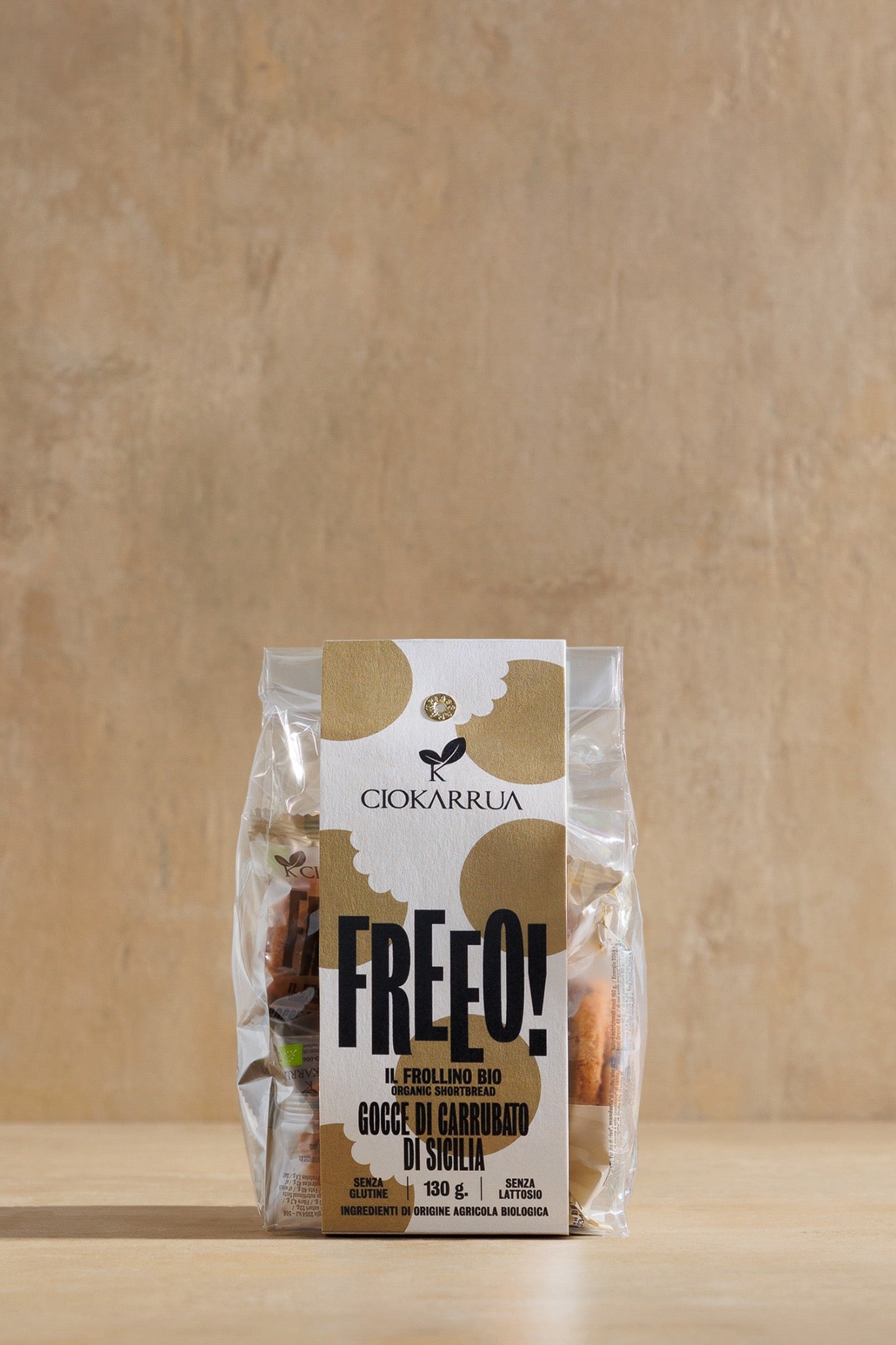 Carrob Drops Shortbread Cookie, box of Sicilian shortbread cookies with carob drops, Ciokarrua, Modica