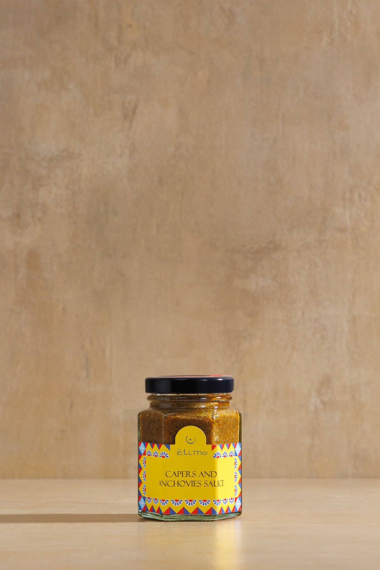 Capers Anchovies Sauce, glass jar of capers and anchovies sauce, Bonomo & Giglio (Etimo), Pantelleria