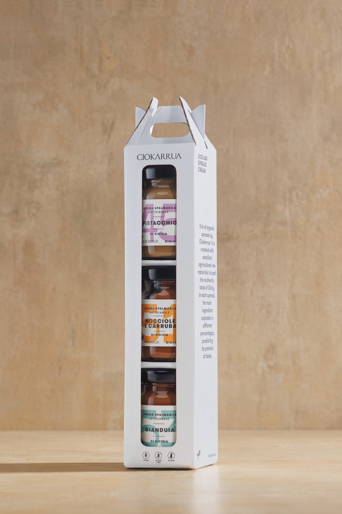 Trio of Spreadable Creams – Pistachio, Carob, Cocoa